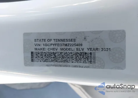 2021 Chevrolet Silverado 1500 4Wd Short Bed Lt Trail Boss z USA, uszkodzony, nr VIN 1GCPYFED7MZ225409